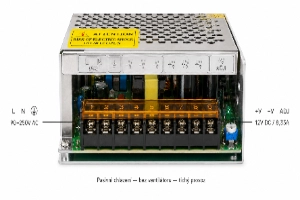 Schéma zapojení LED zdroje 12V 100W se vstupem 90 až 250V AC a stabilizovaným výstupem 12V DC